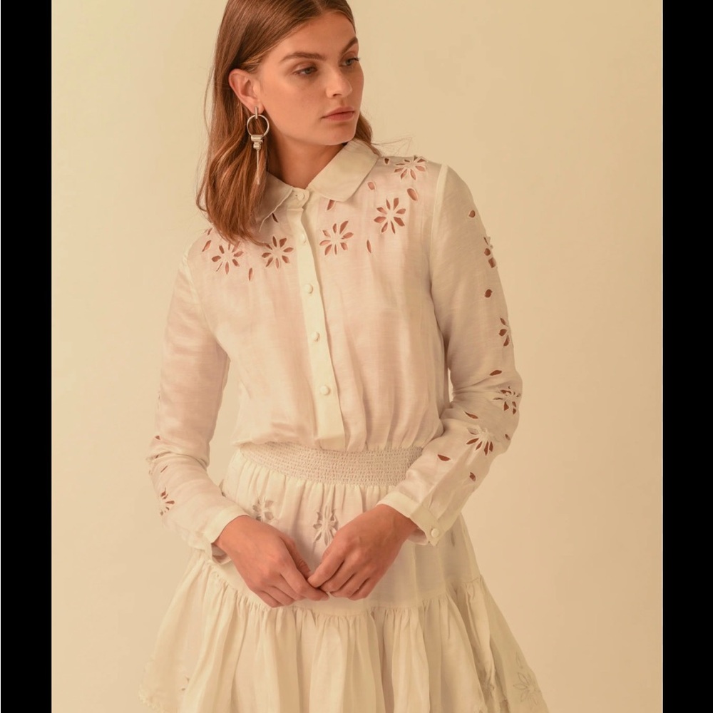 MOVING SALE Karina Grimaldi White Eyelet Button-Up Dress